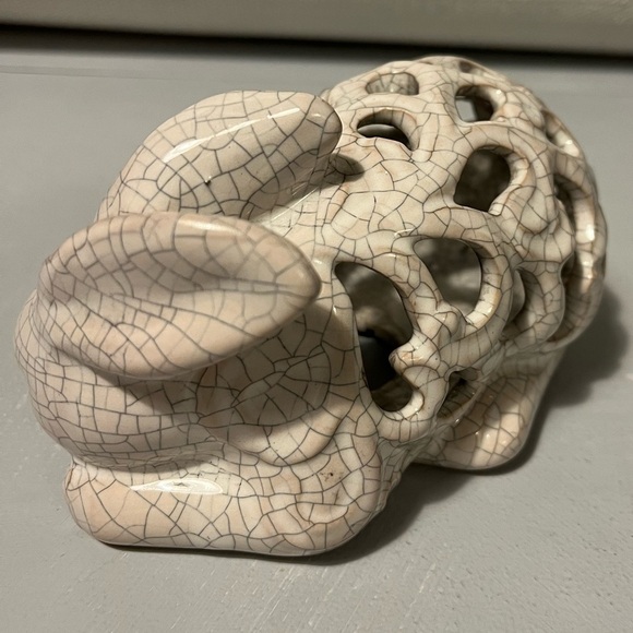 Crackle Pottery Bunny Rabbit Decor Accent Sculpture - Picture 2 of 12